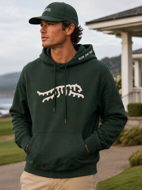 Sun Day Red Tiger Woods Men’s XL Green Tiger Logo Pullover Hoodie